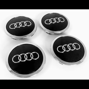 Audi Center Caps Black/Silver 69mm Brand New (Set of 4)
